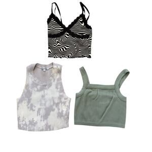 Bundle of 3 Ribbed Crop Tops – Size XS – Cotton On, Cotton Citizen, Divided H&M